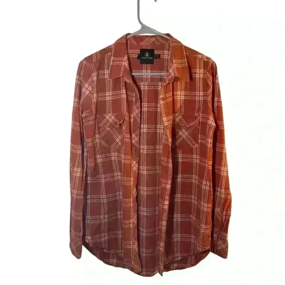 Volcom Button Up Plaid Size Mens Medium - image 1
